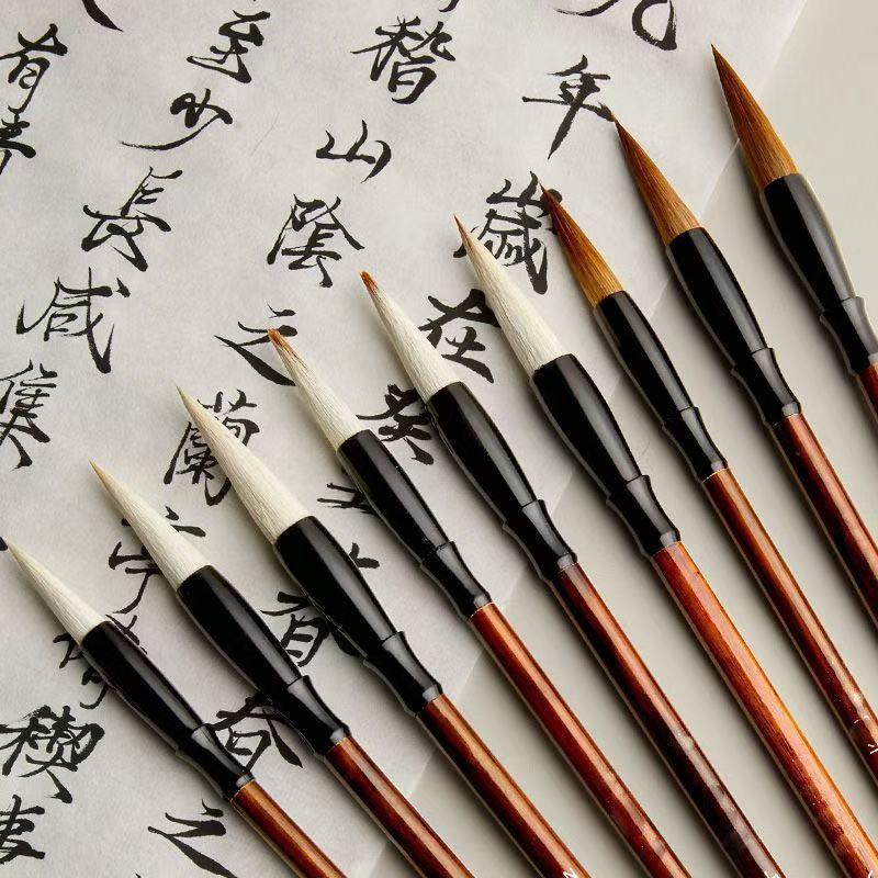 Calligraphy Brush Set for Beginners: Wolf & Mixed Hair, Large, Medium, Small Sizes - Ideal for Students & Chinese Painting.