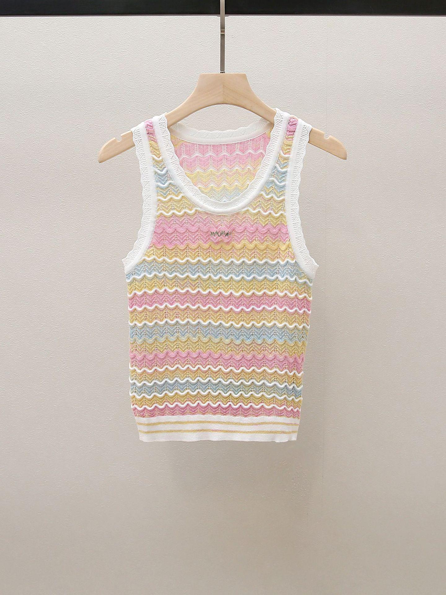 

Nanyou Gradient Color Sweet Slim Textured Knit Vest for Women Medium разноцветный