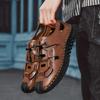 Fashion Men's Sandals Beach Loafers Fishing Camping Shoes Anti Slip Flat Bottomed Men's Leather Casual Shoes Lightweight Trendy Sandals