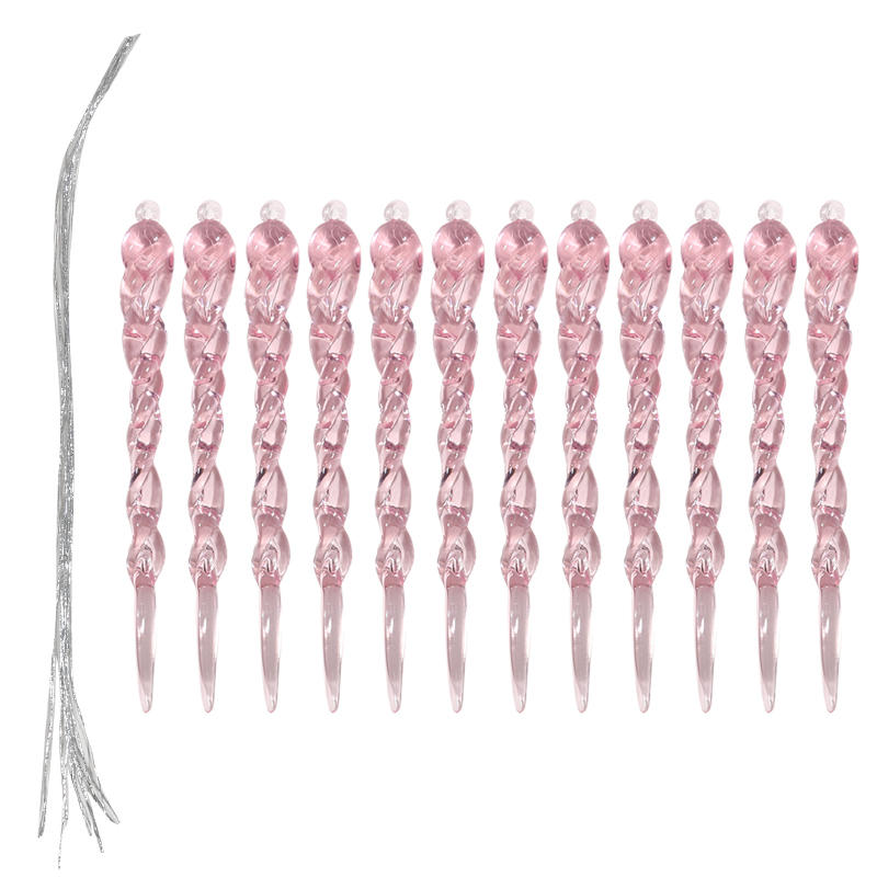 12pcs Crystal Clear Christmas Tree Ornaments Icicle Decorations For Holiday & Winter Party Decor Holiday Decorations