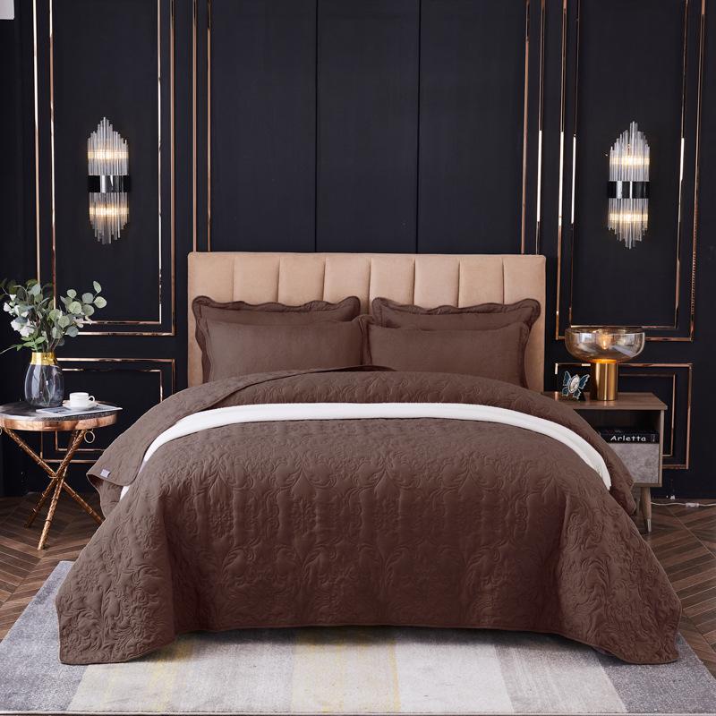 Washable Quilted Cotton Bedspread 3-Piece Set with Cotton-Filled Design