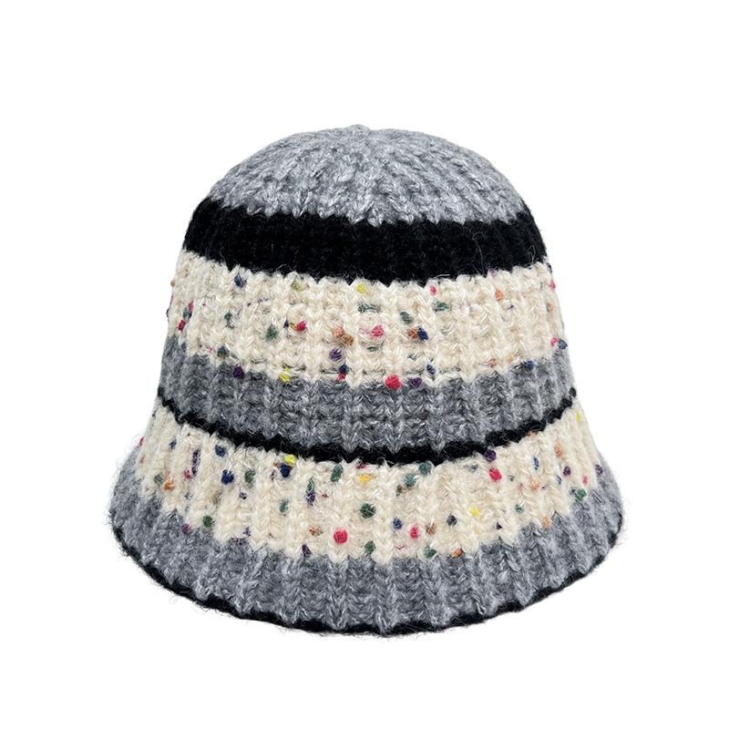 Dzianinowy Kapelusz Rybacki dla Kobiet Jesień i Zima Ciepła Ochrona Uszu Wszechstronny Kapelusz Bucket z Przędzy