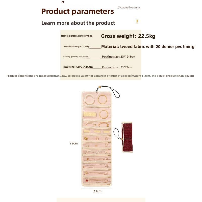 Schminktasche - Großer Kapazität Gold Schmuckorganisator - Tragbare Reise Schmuck Roll-up Tasche