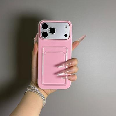 2 IN 1 Card Slot Holder Phone Case for For Iphone 17 Air 16 15 14 13 12 Pro Max 11 Candy Color Clear Photo Clip Wallet Bag Cover