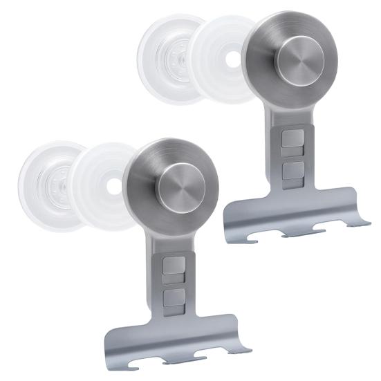 2Pcs Suction Cup Shaver Holder Removable Shaver And Razor Organizer Wall Mounted Stainless Steel Reusable Suction Hook for Shower Bathroom Towels