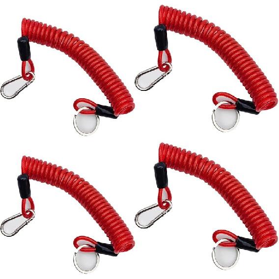 6FT Trailer Breakaway Safety Cable Blue 4Pcs Trailer Brake Away Cable, Trailer Breakaway Coiled Cable For RV Trailer Emergency Camper Breakaway