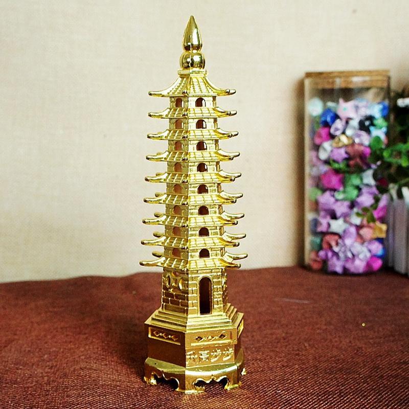 Slitina zinku Feng Shui Vzdělávací věž Devět úrovní Pagoda Wen Chang Pro vzdělání a kariéru a růst podnikání Stolní ozdoby