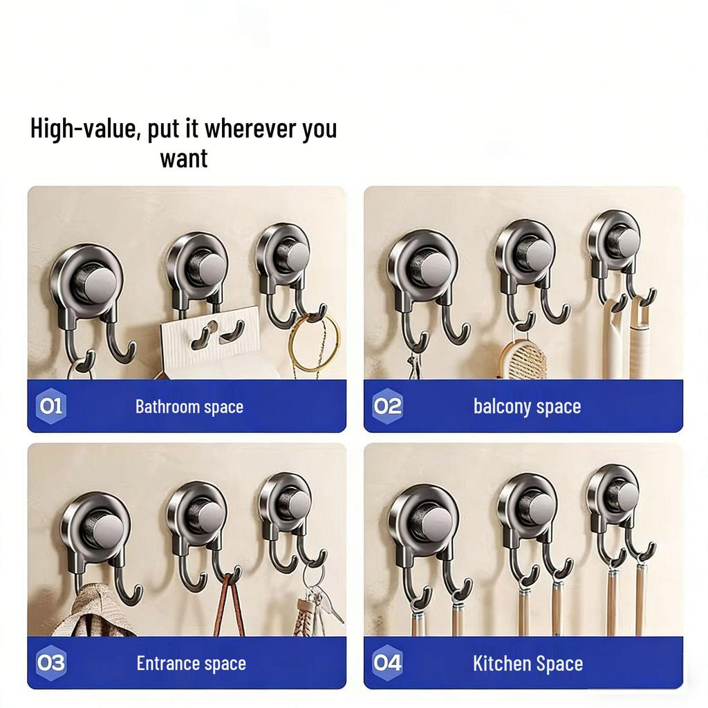 Suction Cup Double Hook Tissue Holder - Strong Adhesive, No-Drill, Multi-Functional for Toilet, Kitchen, or Bathroom.