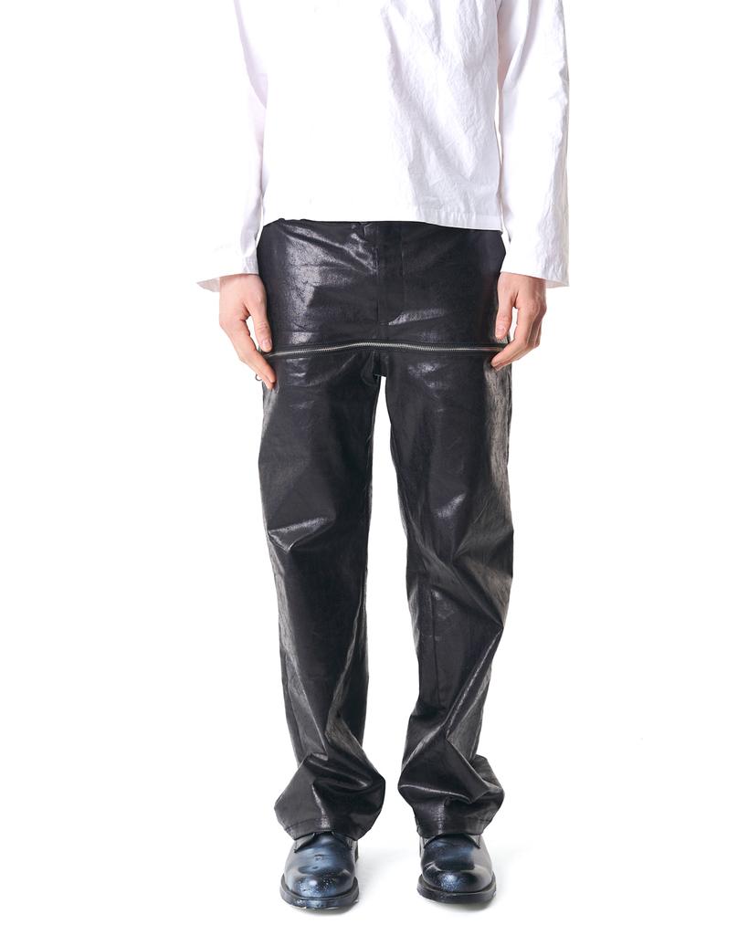 MOONGER Patent Straight Pants With Zipline Detail
