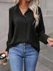 European and American solid color autumn new fashion lapel long sleeve temperament casual shirt women