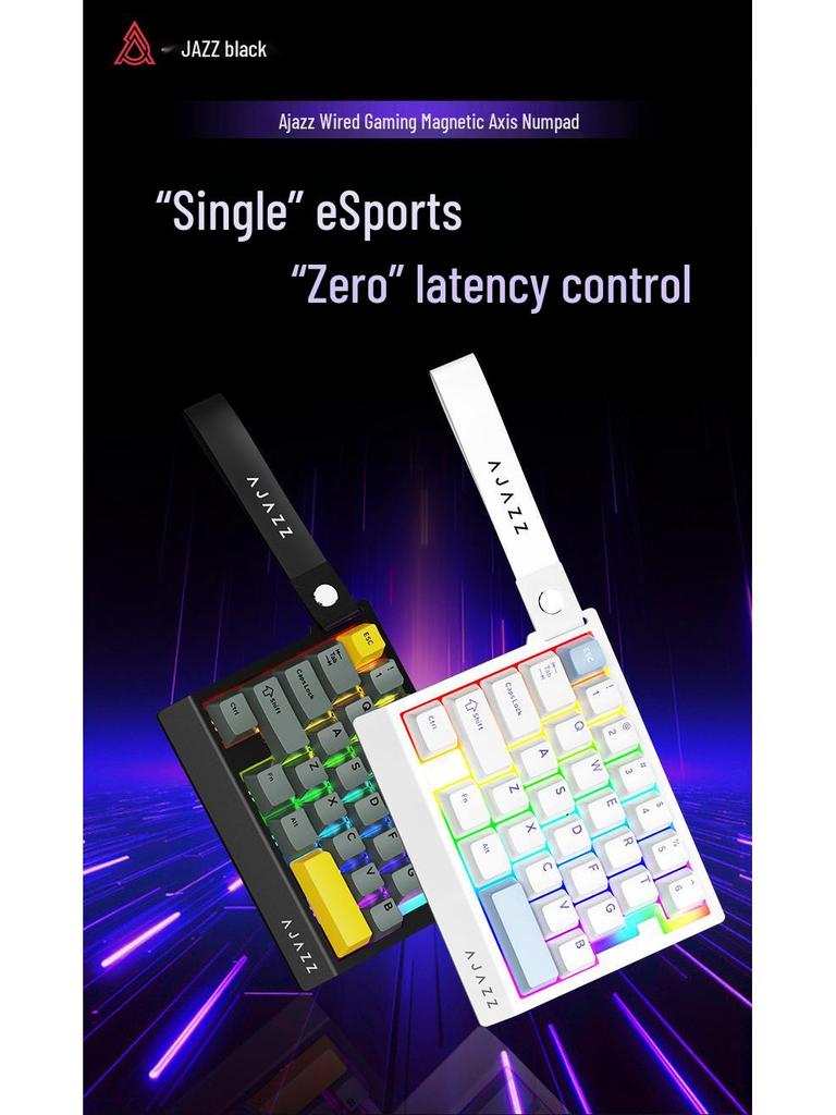 Ajazz AK029 One-Handed Gaming Keyboard, Magnetic Rice Shaft, Hi-Fi, 29 Keys, RGB, Customizable, Hot-Swappable