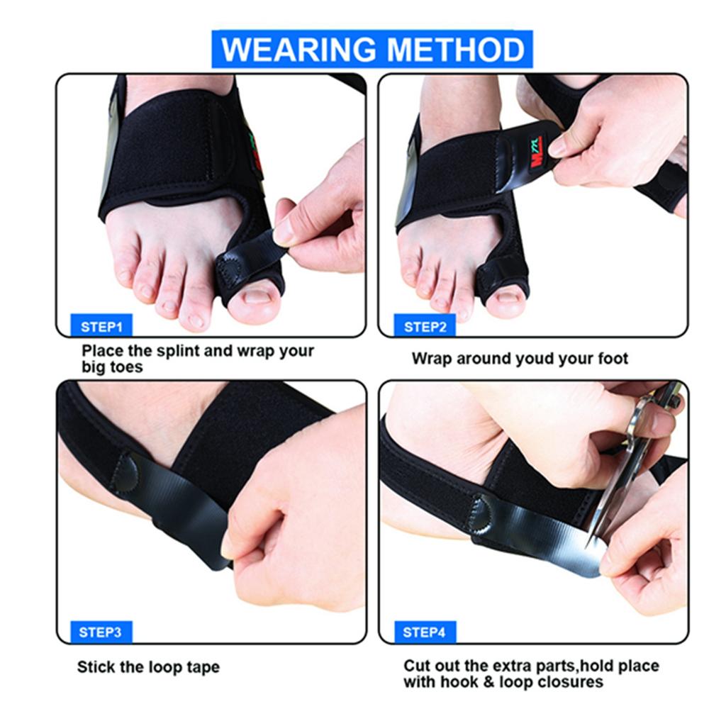 1Pair Adjustable Bunion Device Hallux Valgus Corrector Toe Separators Orthopedic Braces Foot Protector Splintblack M