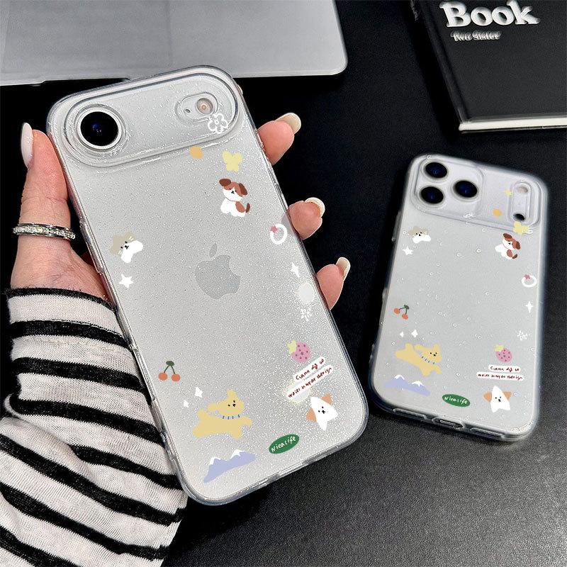 Fine flash soft case Large hole Suitable for Apple 17promax mobile phone case 13 14 15 Transparent 16pro glitter 12 11