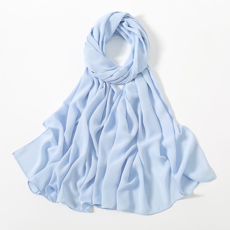 Women Heavy Chiffon Hijab Scarf Premium Chiffon Muslim Hijabs Plain Good Stitching Maxi Wrap Solid Color Musulman Femme Shawls