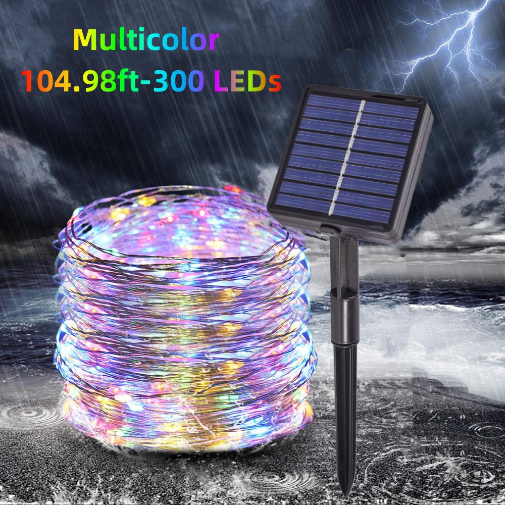 1Pack, 5M/10M/20M/30M LED Solar Outdoor Fairy String Lights With 8 Modes For Wedding, Party, Balcony, Patio, Eave, Tree, Garden, Christmas Decoration