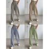 Women's Mid Rise Striped Wide Leg Pants Casual Loose Straight Leg Trousers