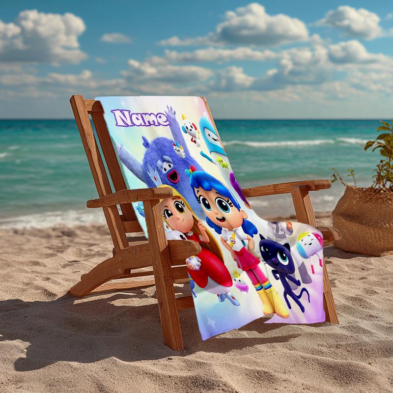 Custom Name Ultra-Soft Beach Towel with True and the Rainbow Kingdom Theme,Ideal for Pool - Camping, Diving - Perfect Travel Essential, Vibrant Beach
