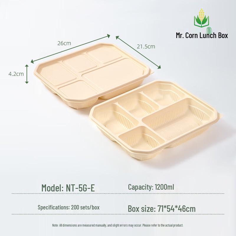 Mr. Corn Disposable Multi-Compartment Corn Starch Lunch Boxes