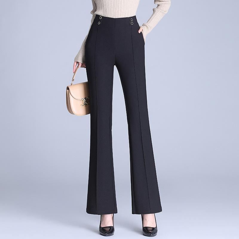 Brand Elastic Back Waist Casual Micro-Pull Pants Women'S Autumn New Fashion Simple Slim And Thin Commuter Trousers