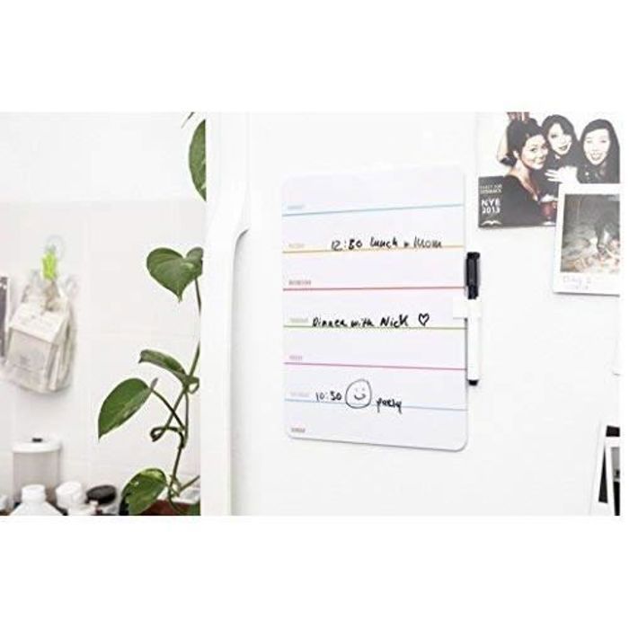 Ardoise effaçable à sec - Kikkerland - Semainier - 24 x 19 cm - Multicolore - Grille hebdomadaire