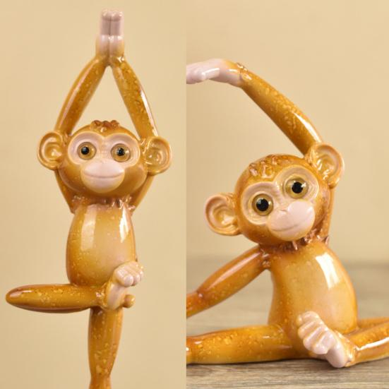 Carine Sculture di Scimmia Yoga in Resina, Decorazione Divertente Statuetta Animale per Scaffale di Casa Supporto TV Mobile Bar Ingresso, Ornamento Creativo da Scrivania Regalo per Yoga