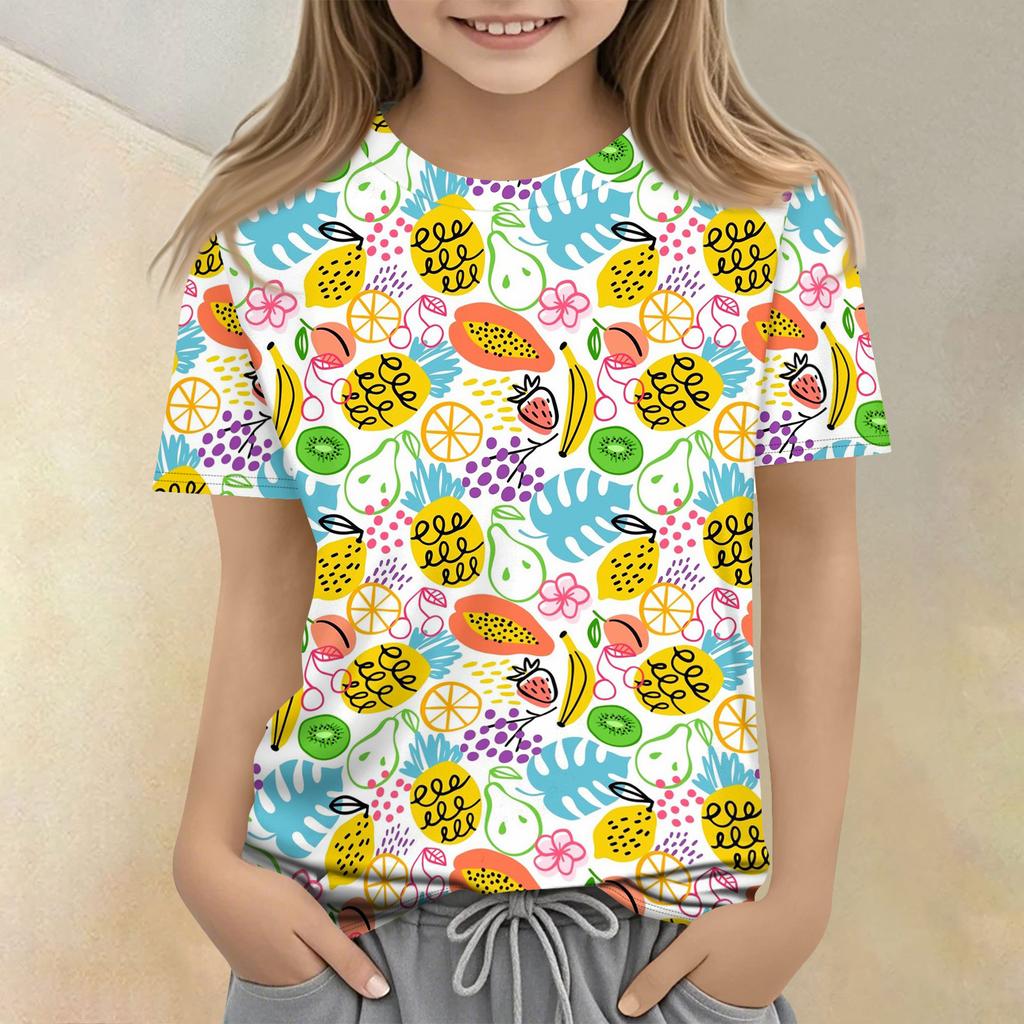 Camiseta Casual Infantil Estampada de Manga Curta com Gola Redonda