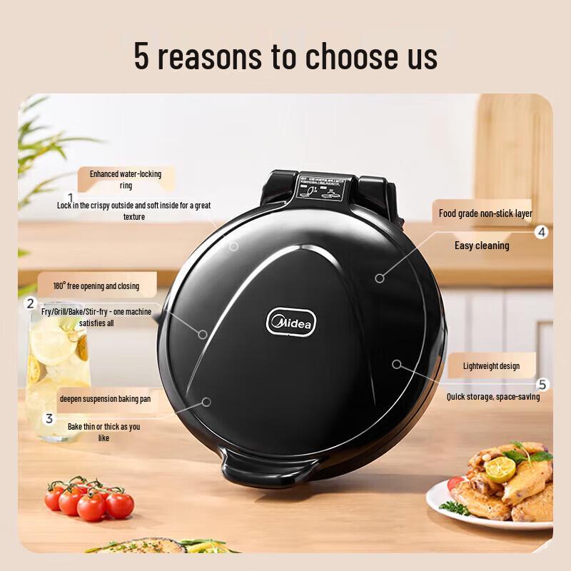 Midea 30CM Multi-Function Electric Griddle CN plug (adapter included)