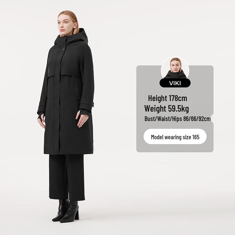 Tanboer Women's Mid-Length Hooded Goose Down Puffer Jacket