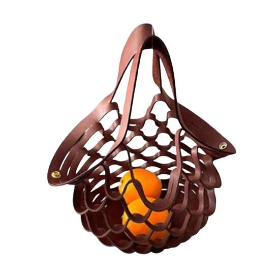 Folding Tote Bag Faux Leather Hollow Handbag Casual 2-in-1 Fruit Basket Seat Cushion for Picnics Camping Grocery Shopping