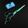 6.0" Green Hollow Handle Hairdressing Scissors: Straight & Thinning Shears Set