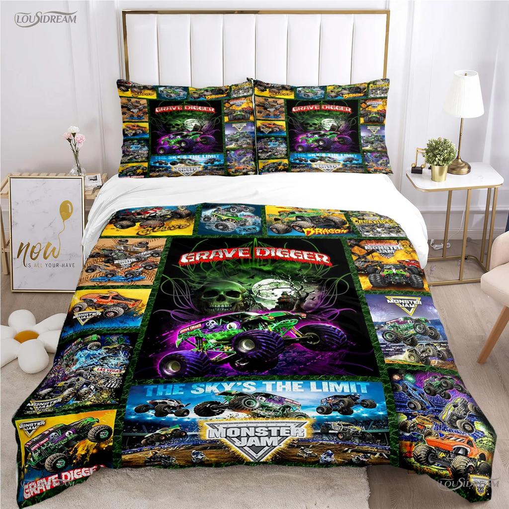 Casal Jam Monster Truck All Season Duvet Cover Comforter Bedding Set Soft Quilt Cover and Pillowcases Single/Double/Queen/King