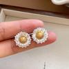18k Gold Plated Zircon Flower Stud Earrings - Vacation Style, Personalized High-End Jewelry