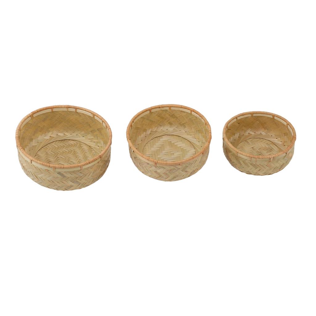 3PCS Woven Storage Bowls Large Capacity Exquisite Clear Grain Decorative Woven Serving Basket Bowl
