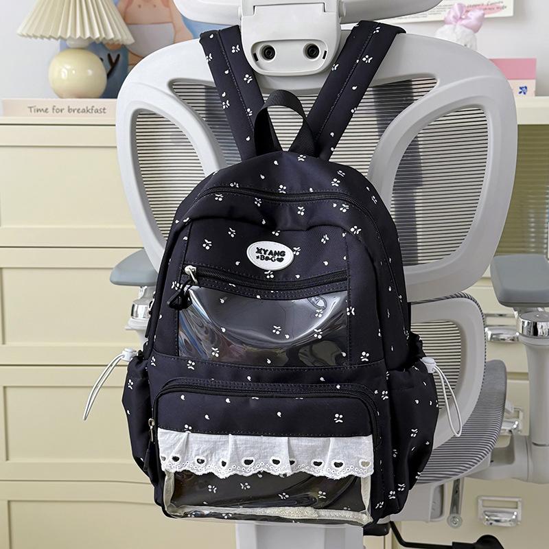 Schoolbag female cartoon print backpack burden reduction female students large capacity cute lightweight schoolbag junior high school backpack