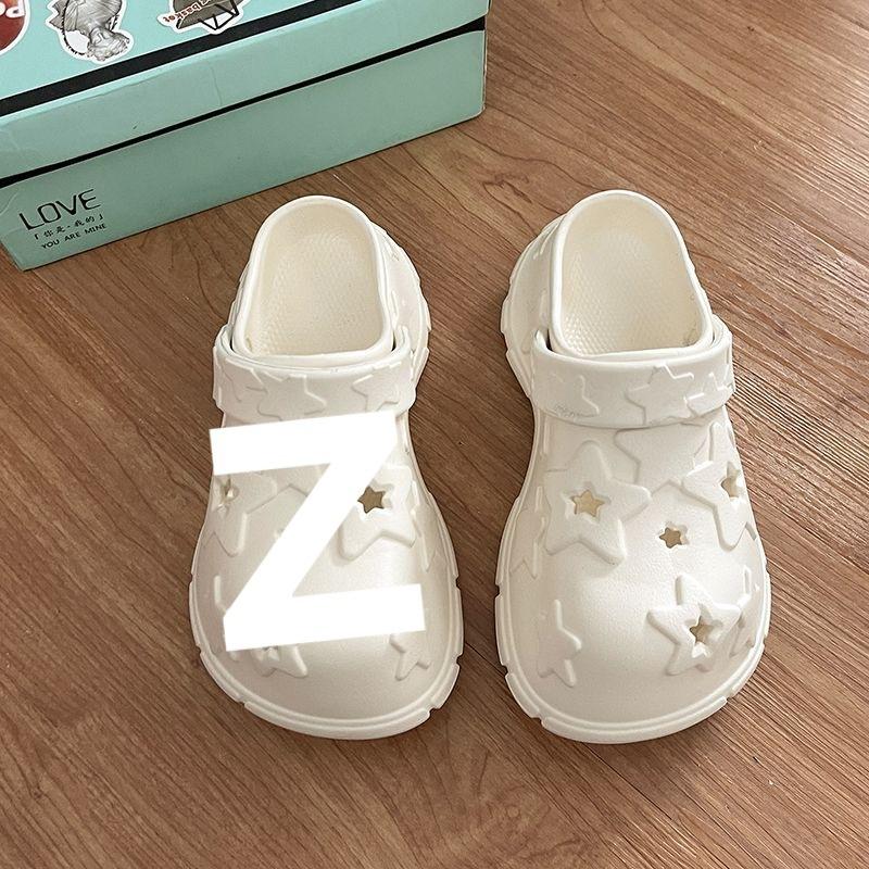 Thick-soled Heightening Fashionable Versatile Simple Hole Shoes, Breathable In Summer, Two Wear Bag Head Cool Slippers