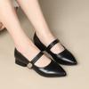 Top Layer Cowhide Women's Shoes Autumn New Item Pointed Shallow Mouth Thick Heel Mid Order Shoes for Women Commuting Mary Jane Shoes for Women
