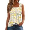 Women's Fashion Casual Pleated Square Collar Sleeveless Vest Print Summer T-shirt