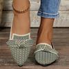 Knitted Plus Size Women's Shoes 2026 Spring Autumn Shallow Mouth Pointed Toe Flat Bottom Colorblock Mesh Breathable