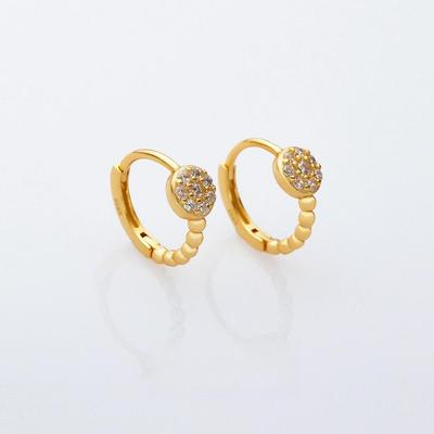 Zirconia Earrings High Quality Premium Round White Zircon Gold Plated S925 Sterling Silver Hoop Earring