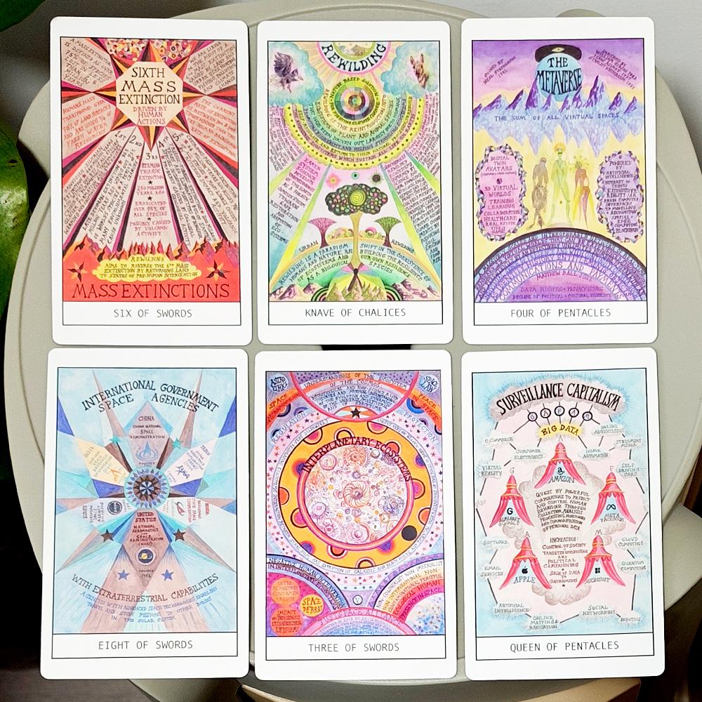 HEXEN 5.0 Tarot Deck, 78 Pcs Tarot Cards Based on Alchemical Art, Tech-Spirituality & Climate Crisis 12*7cm Double-embossed