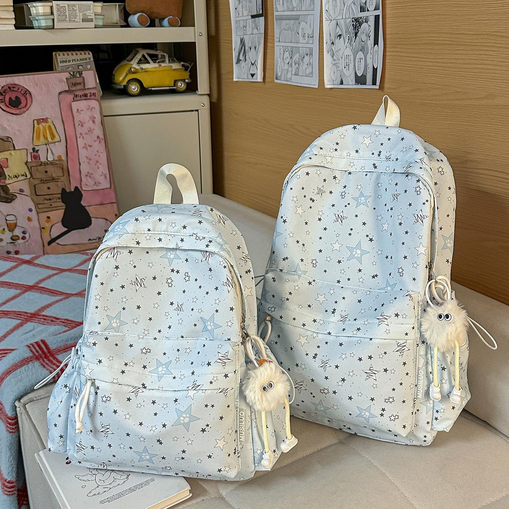 Schoolbag New High-value Star Schoolbag, Lightweight Casual Backpack for Junior and High School Students, Large Capacity, Small Fresh Backpack.