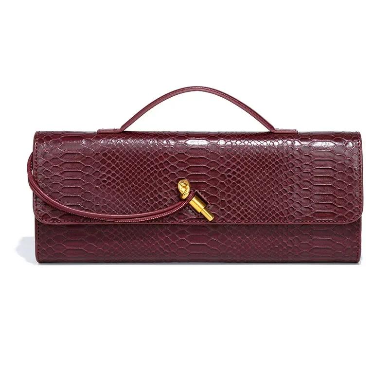 New arrival elegant and exclusive bag for feminine occasions fashion crocodile-pattern top-handle bag for party