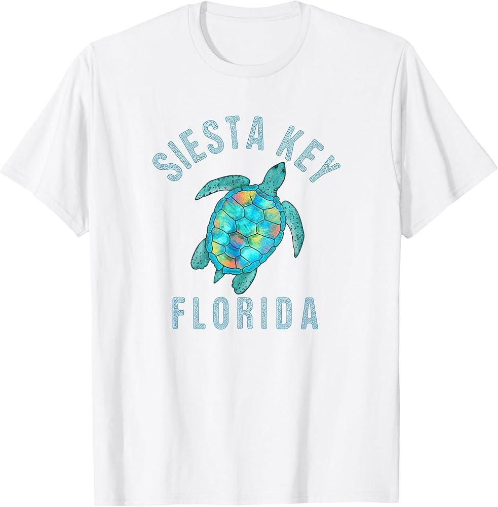 

Siesta Key FL Beach Design Sea Turtle Illustration Gift TShirt Unisex T-Shirt S