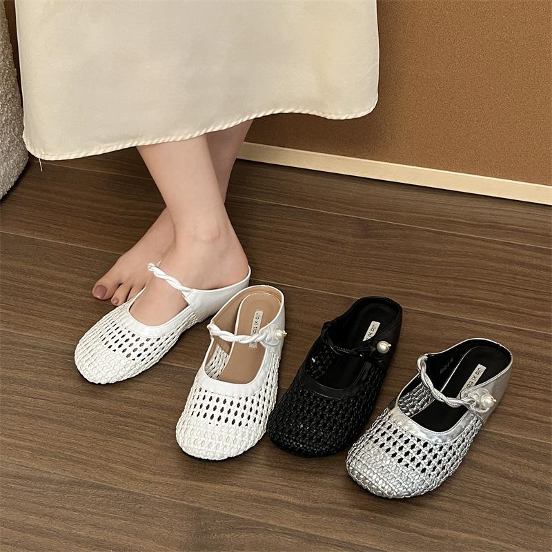 Abendbrise halbe Packung Hausschuhe für Damen Sommerbekleidung 2025 neu dicksohlige Ein-Pedal Ausgehen atmungsaktive französische Sandalen