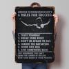 6 Rules For Success Printed Posters Customizable Wall Art Retro Vintage Metal Tin Signs for Home Room Office Decoration Gaming