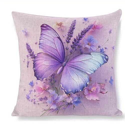 

Декоративная наволочка с лавандовой бабочкой, ультрамягкий полиэстер, для дивана в гостиной, спинки, автомобильная наволочка, украшение для дома 16x16in 40x40cm