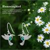 Hummingbird Earrings for Women Silver Bird Earrings Crystals Hummingbird Drop Earrings Colorful Rhinestone Flying Hummingbird Earrings Birthday