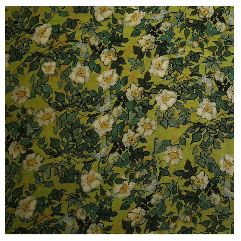 100x150cm Soft Flower Pattern Textile Needlework Chinese Digital Printed Fabric Rayon for DIY Sewing Clothing Dresses Pajamas