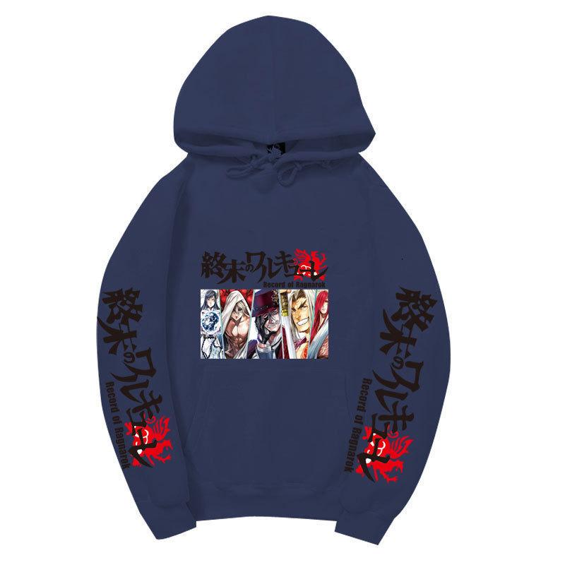 Record of Ragnarok Multiple Characters Anime Hoodie Japanese Dragon Vertical Sleeve Print Casual Pullover Sweatshirt