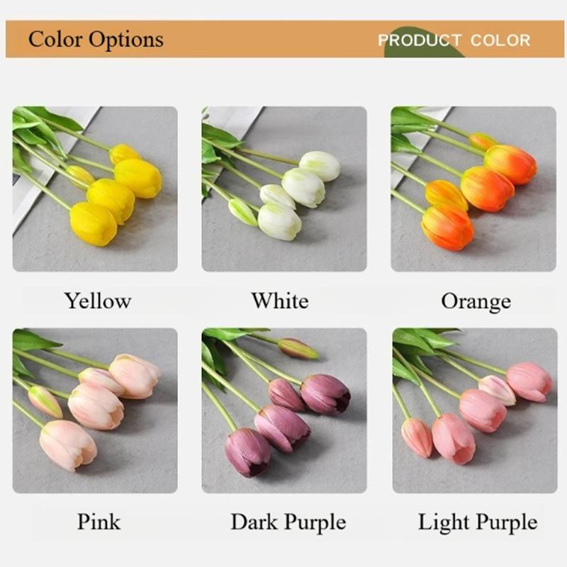 Artificial Tulip Bouquet Artificial Silicone Fake Flower Household Decoration Wedding Venue Decoration Mothers Day Present Artificial Flower